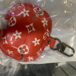 Étui pour ecouteur sans fil bluetooth en cuir rouge de luxe B